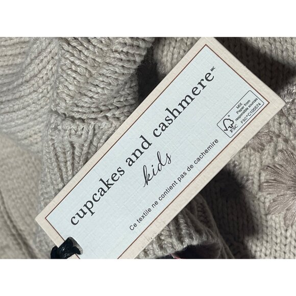 Cupcakes & Cashmere Kids Girls Sweater Dress Beige XS 4 Embroidered Floral Knit - Picture 6 of 7